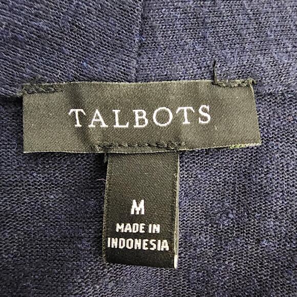 Talbots Womens Cardigan Sweater Medium Blue Linen Blend Long Sleeve Open Front - Picture 8 of 9